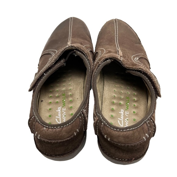 CLARKS WAVE WALK Genuine Leather Dark Brown Loafers Casual Flats Shoes sz 6.5 - Picture 7 of 16